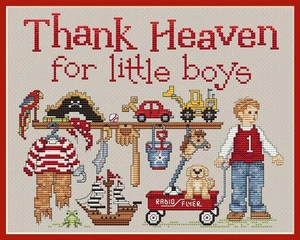 Thank Heaven for Little Boys by Sue Hillis cross stitch pattern - Picture 1 of 1