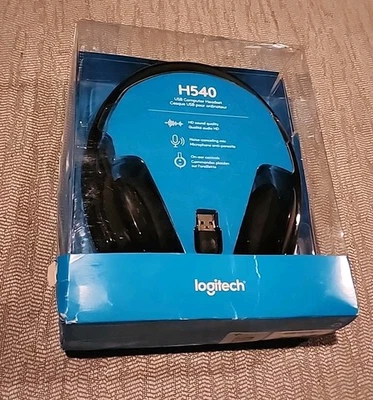 LOGITECH H540 BLACK HEADBAND USB COMPUTER HEADSET W8-3 New - Image 1 of 3