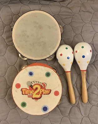 Child’s Wooden Tambourine & Maracas Set Time 2 Play - Image 1 of 4