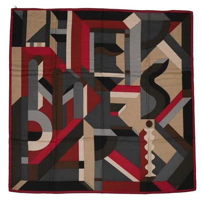 HERMES Carre 100 "PERSPECTIVE CAVALIERE" 65%Cashmere 35%Silk Scarf w/Box Cleaned - Image 1 of 4