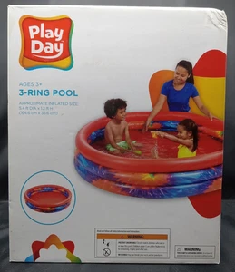 Play Day 3-Ring Inflatable Pool Tie Dye Size 5.4ft x 1.2ft New Sealed 2014 - Picture 1 of 8
