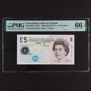 2002 Great Britain Bank of England 5 Pounds Pick#391d  PMG 66 EPQ Gem UNC - Picture 1 of 4