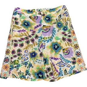 Johnny Was Ikat Bloom Embroidered Sides Cotton Multicolored Women’s Shorts Sz 8 - Picture 1 of 7
