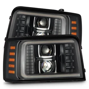 Alpharex Black Headlights PRO Halogen Projector For 1992-96 Ford F150 F250 F350 - Picture 1 of 19