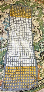 Glentex Vintage Scarf 14x41.5 inches Silk Blend Yellow Grey White Made in Japan - Picture 1 of 4