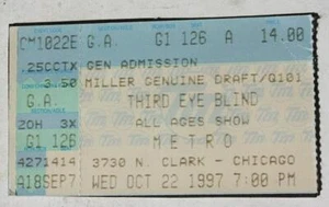 Third Eye Blind 1997 Concert Ticket Stub Metro Chicago Illinois Q101 Miller Beer - Picture 1 of 1
