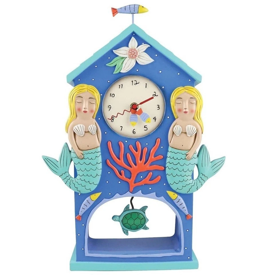 Enesco 6012492 Allen Designs Mantle Clock, Beach Time Mermaid 9 x 13.4 Inches - Image 1 of 1