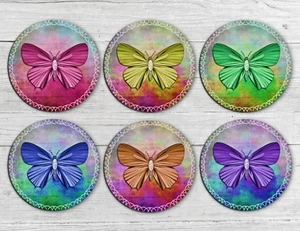 Butterfly Drink Coasters Set of Six Neoprene - Foto 1 di 3