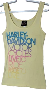 Harley Davidson Sturgis Black Hills HD Rally Bling Tank Top Women’s SMALL Yellow - Picture 1 of 7