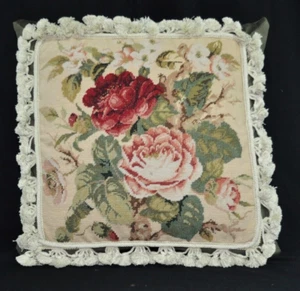 Nueva funda de cojín de lana Petit Point almohada punta de aguja repollo rosa 21x21 - Imagen 1 de 21