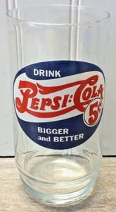 Vintage Drink Pepsi:Cola 5 cents Bigger and Better 16oz. Glass - Picture 1 of 2