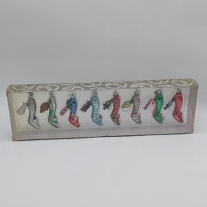 Vintage 2000 Reparto 56 8 Mini Vetro Set Scarpe Tacchi Alti Ornamenti Natalizi - Foto 1 di 11