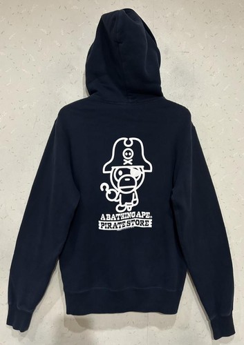 A BATHING APE (BAPE) Felpa con cappuccio BAPE usata L autentica rara stampa pirata doppia cerniera parka