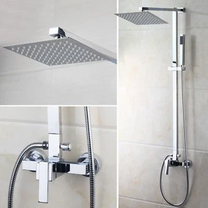 8" Cromo Baño Ducha Cabezal Lluvia Montado en Pared Mezclador - Imagen 1 de 10