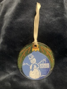 RAR Peggy Karr Glas 2003 Schneemann Weihnachtsschmuck Fused Art Glas signiert - Bild 1 von 3