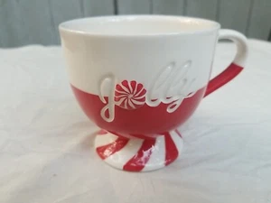 Starbucks Kaffee Rot & Weiß Jolly Standfuß Weihnachten Streifen Becher, 12 Oz. - Bild 1 von 6