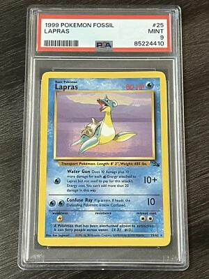 Pokémon Fossil 1999 no holograma Lapras #25/62 PSA 9 como nuevo Foto 1 de 2