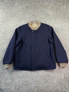 VINTAGE Lakeland Jacket Mens 42 Blue Wool Blend Reversible Bomber Coat FLAW - Picture 1 of 17