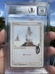BENDICIÓN, PRUEBA DE ARTISTA, REVISADO, 1994 MTG, JULIE BAROH, ¡BAS 10! - Imagen 1 de 3