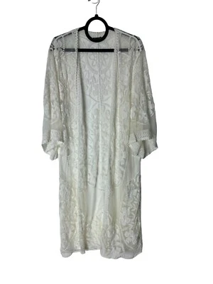 COCO+CARMEN Lace Cover Up Topper Wrap Open Front Cream Lace One Size Fits Most Foto 1 de 4