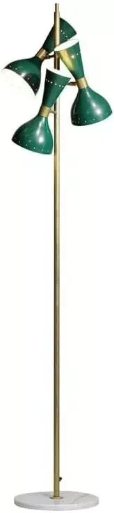 Lámpara de pie italiana moderna de latón 3 manchas de diseño vintage Stilnovo verde de LD Foto 1 de 4