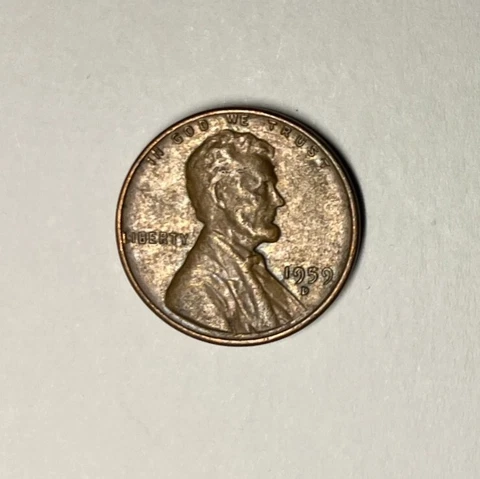1959 D Lincoln penny errors “L”   On Liberty on Rim, Letters Over Edge Cover
