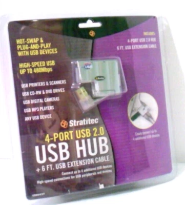 Stratitec~4 - Port~USB 2.0~USB HUB~USBM4EXT+ 6' Gold Plated Cable - Image 1 of 4