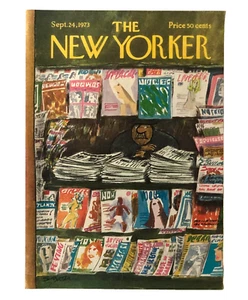 New Yorker Magazine 1973 portada quiosco vendedor periódicos vintage - Imagen 1 de 2