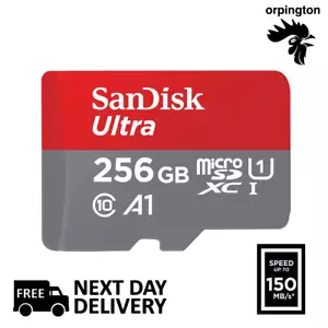 SanDisk Ultra 256GB 150 MB/s Micro SD microSDXC Card + SD Adapter Class 10 - New - Picture 1 of 6