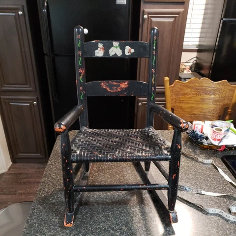 Vintage Wood And Wicker Kids Rocking Chair Cover