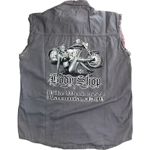 Laconia Bike Week Hemd Herren mittelgrau Knopfleiste doppelseitig 2008 Pin Up Girl - Bild 1 von 7