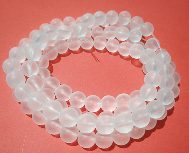 1filo/100pz perline tondo  in vetro trasparente satinato opaco 8mm bijoux - Immagine 1 di 1