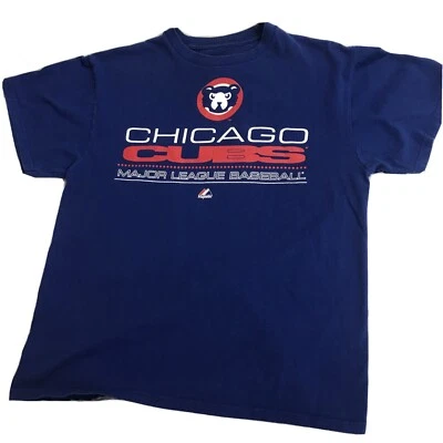 Majestic Chicago Cubs MLB Basebal Ticket Shirt Adult Large Blue Red Mens - Image 1 of 4