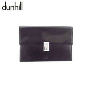 dunhill clutch bag dark leather x silver material Authentic Used C4605 - Picture 1 of 10