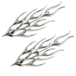 2 Custom Chrome "Flame" Adhesive 3D Emblem - Hotrod Ratrod Hot Rat Rod - Picture 1 of 2