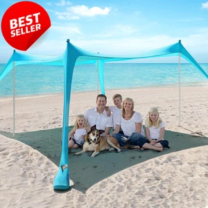Tienda de playa refugio solar - 10 X 10 pies toldo de playa UPF50+ protección UV con arena - Imagen 1 de 12