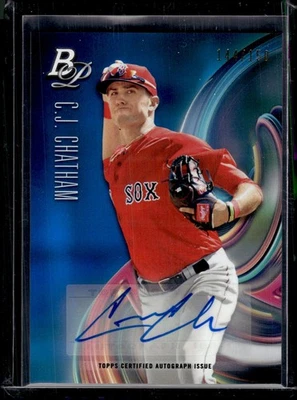 2018 Bowman Platinum #TOP-43 C.J. Chatham Top Prospects Autographs Blue #/150 - Image 1 of 2
