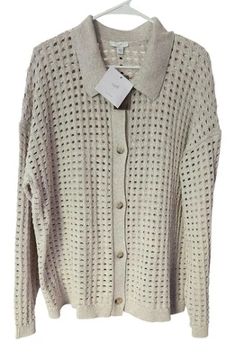 CÁRDIGAN TEXTURA ABIERTA J.JILL NUEVO CON ETIQUETAS, Stone Heather, Talla 2X Foto 1 de 4