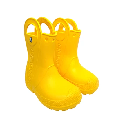Crocs детский размер 9 ручки это дождя ботинки желтый резиновый скольжения на водонепроницаемый - Изображение 1 из 4