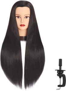 Maniquí de pelo largo cabeza fibra estética peluquería práctica 26 pulgadas-28 pulgadas  - Imagen 1 de 12