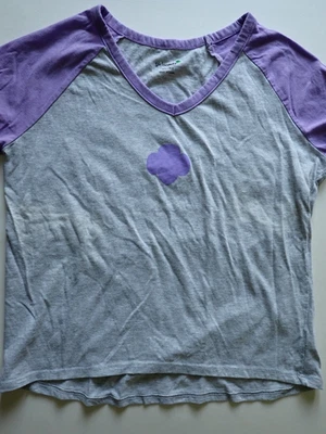 Girl Scouts T Shirt Teen Size Medium Raglan Short Sleeve Top Gray Purple Logo - Image 1 of 4