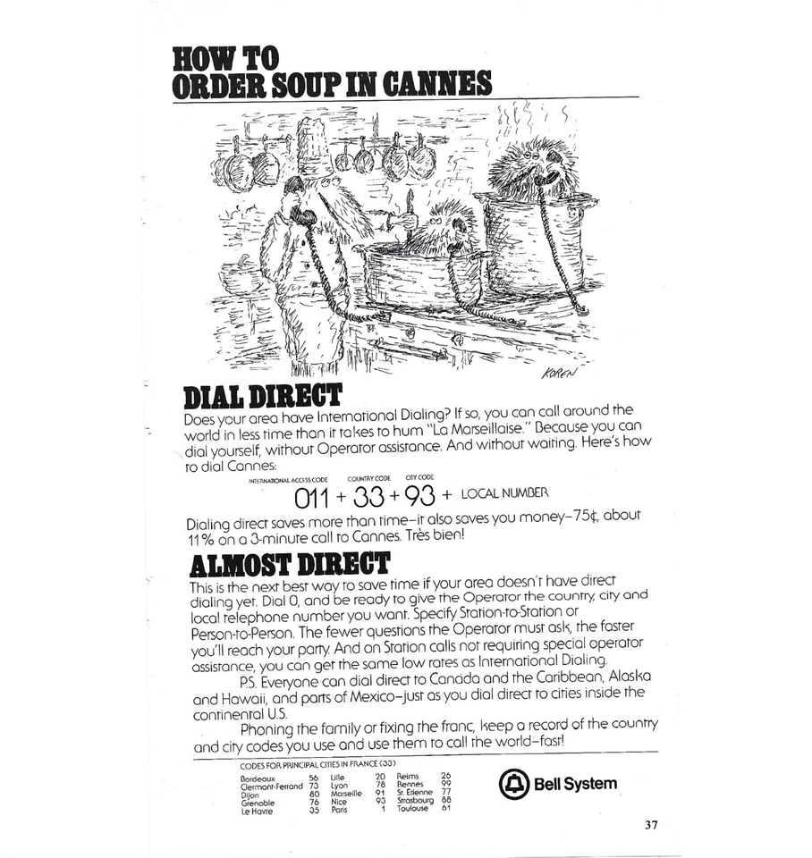 Cómo pedir sopa en Cannes años 70 sistema de campana impresión de anuncio esfera directa ANUNCIO Foto 1 de 2