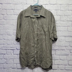 Tommy Hilfiger Pure Linen Button Hemd Herren XL Grau Grün Freizeit Kurzarm - Bild 1 von 7