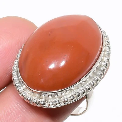 Anillo de plata de ley 925 con piedras preciosas étnicas giratorias de cornalina natural tamaño 8,5 u702 Foto 1 de 4