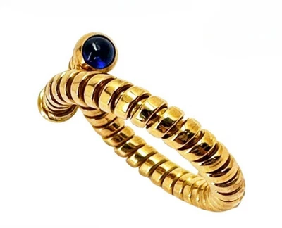 Винтажное кольцо из желтого золота 18 карат с кабошоном сапфиром Bvlgari Tubogas Serpenti размер 56 - Изображение 1 из 4