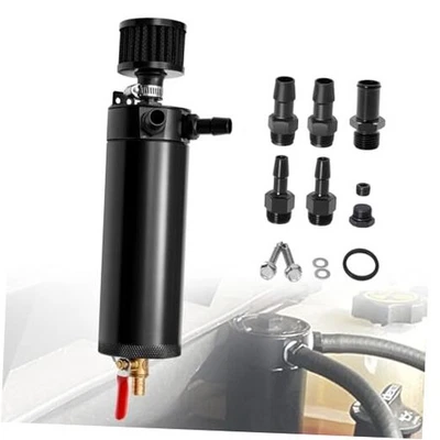 Universal 750m Billet Aluminum 2 Port Baffled Oil Catch Can Kit Reservoir Tank  - Image 1 of 4