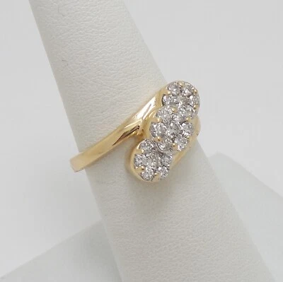 1CT Natural Diamond Cluster Engagement Anniversary Wedding Ring 14K Yellow Gold - Image 1 of 4