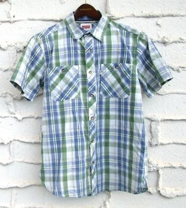 Men's S Genuine Levi's Western Full-Button Front Blue Green Plaid Shirt, Pockets - Picture 1 of 12
