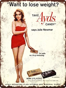1960er Ayds Candy Sexy Julie Newmar Catwoman Blechschild 9x12" A843 - Bild 1 von 1