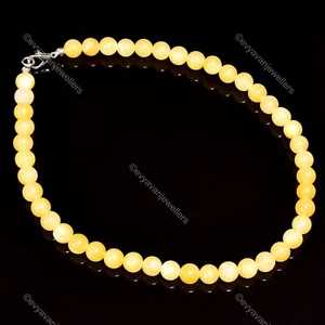Honey Calcite Gemstone Beaded Yellow Adjustable Necklace 925 Sterling Silver - Picture 1 of 6